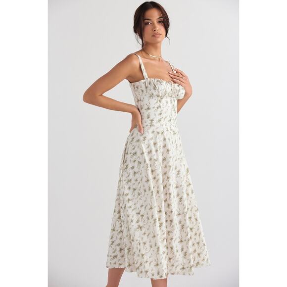 House of CB Carmen Garden Print Bustier Midi Sundress Size S Small - Picture 3 of 10